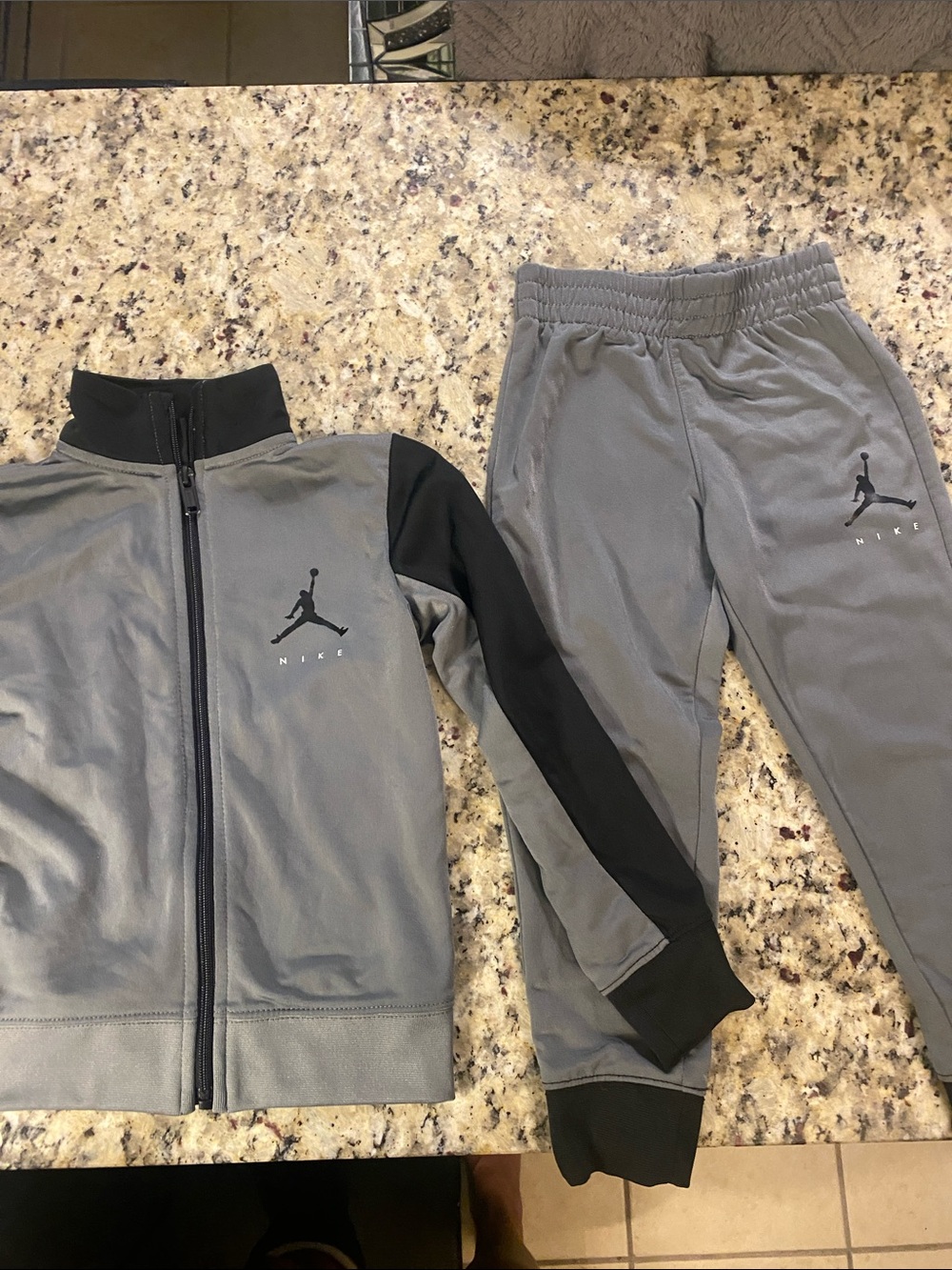 Jordan Youth Gray and Black Jogger Set